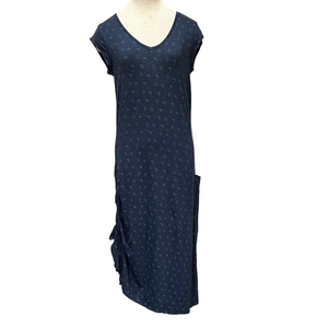 Toad & CO sz L blue patterned organic cotton blend  samba muse maxi dress